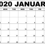 Top Blank January 2020 Holiday Print Free Calendar Calendar School