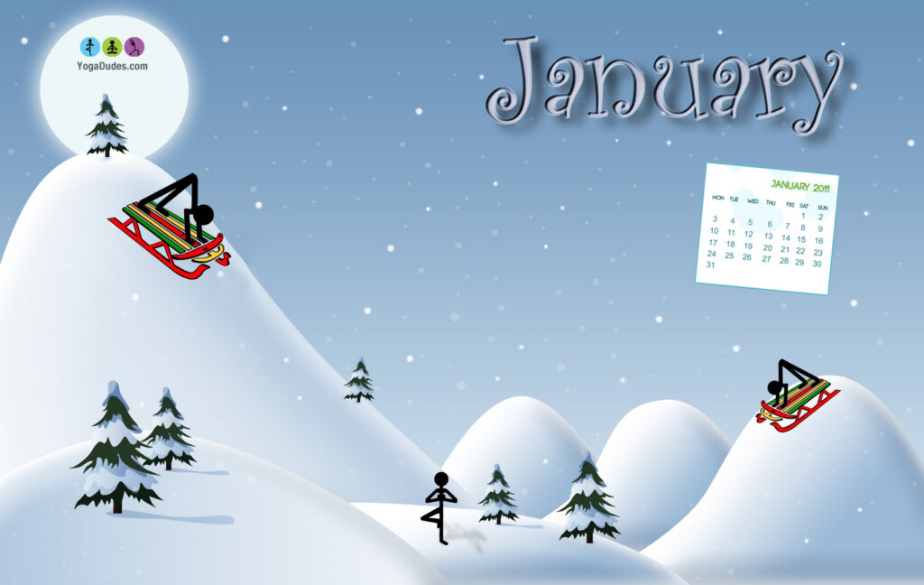 YogaDudes Free January Desktop Calendar